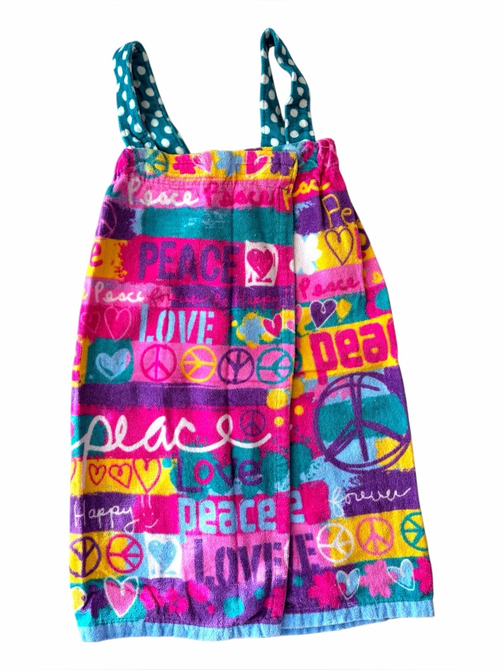 Girls' Bright Peace & Love Towel Wrap, Size L